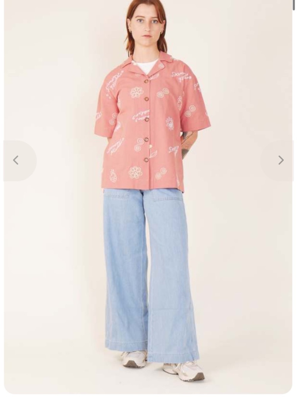 Damson Madder Chloe Embroidered Salmon Shirt Size 12 View 3
